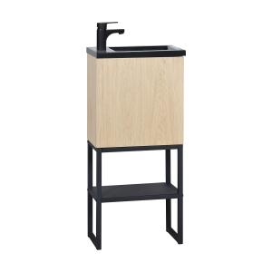 Ensemble meuble lave-mains sur pieds  avec robinet noir