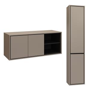 Ensemble meuble sous-vasque 120 cm colonne stratifiés taupe