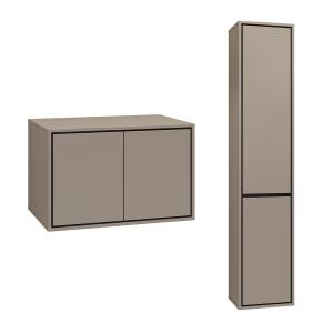 Ensemble meuble sous-vasque 80 cm colonne stratifiés taupe