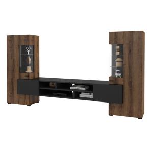 Ensemble meuble TV 2 armoires stratifiés beige wengé et noi…