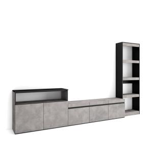 Ensemble meuble tv effet bois ciment 310x35x186cm