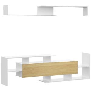 Ensemble meuble TV style contemporain en bois blanc et bois…