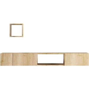 Ensemble meuble TV suspendu 3 portes effet Chêne   étagère…