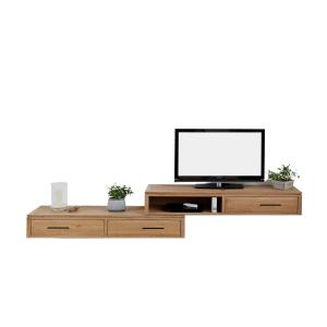 Ensemble meuble TV suspendu en chêne clair 2 éléments