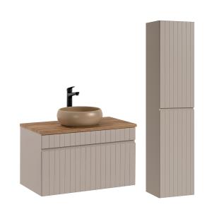 Ensemble meuble vasque colonne stratifiés beige