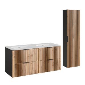 Ensemble meuble vasque encastrée colonne stratifiés naturel…