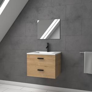 Ensemble meuble vasque   miroir finition bois marron foncé…