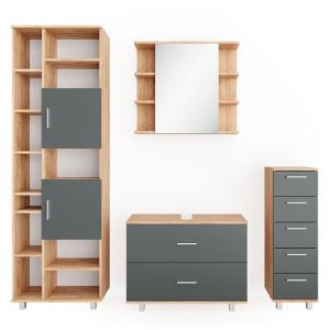 Ensemble meubles bain avec colonne anthracite/effet bois do…