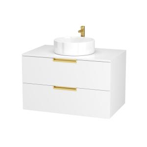Ensemble meubles de salle de bains effet bois blanc - 80 cm