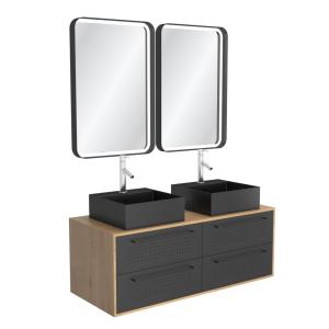Ensemble meubles de salle de bains effet bois marron - 120…