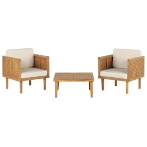Ensemble pour bistro avec coussins acacia marron
