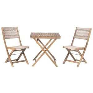 Ensemble repas 2 places en bois d'acacia blanchi  et corde…