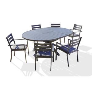 Ensemble repas 6 places en aluminium avec rallonge papillon