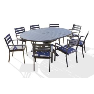 Ensemble repas 8 places en aluminium avec rallonge papillon
