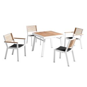 Ensemble repas blanc en aluminium L90  x P90 x H75 cm