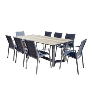 Ensemble repas de jardin  10 places en aluminium chêne doré…