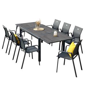 Ensemble repas de jardin  12 places en aluminium ardoise