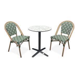 Ensemble repas de jardin 2 places en acier et plateau en HP…