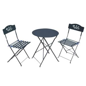 Ensemble repas de jardin  2 places en acier gris anthracite