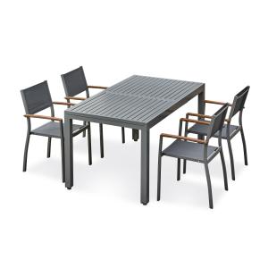 Ensemble repas de jardin 4 places - Gris anthracite
