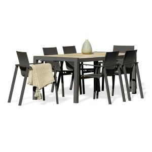 Ensemble repas de jardin 6 places avec plateau céramique