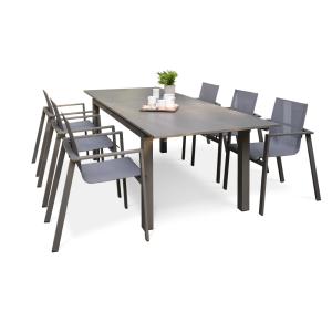 Ensemble repas de jardin 6 places en aluminium