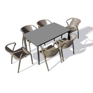 Ensemble repas de jardin 6 places en aluminium laqué