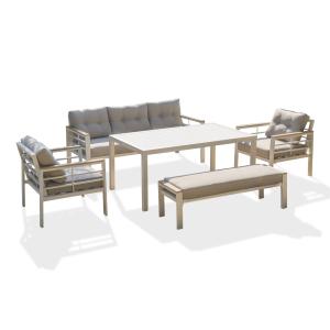 Ensemble repas de jardin 7 places en aluminium