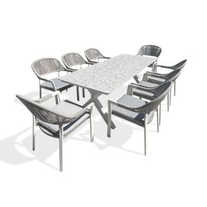 Ensemble repas de jardin 8 places - Blanc