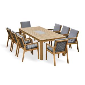 Ensemble repas de jardin 8 places en bois d'acacia