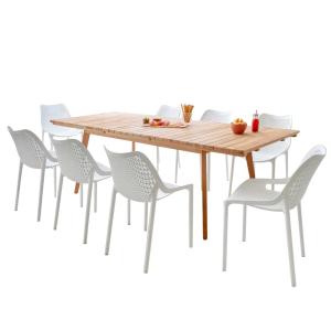 Ensemble repas de jardin  8 places en teck bois