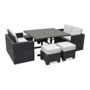 Ensemble repas de jardin encastrable 8 places en résine tre…
