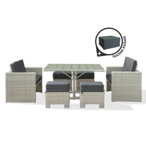 Ensemble repas encastrable 8 places en résine tressée crème…