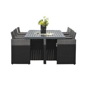 Ensemble repas encastrable 8 places résine tresséee