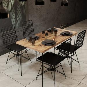 Ensemble repas table et chaises industriel bois et noir