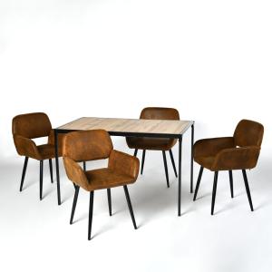 Ensemble salle à manger industriel 1 table et 4 chaises suè…