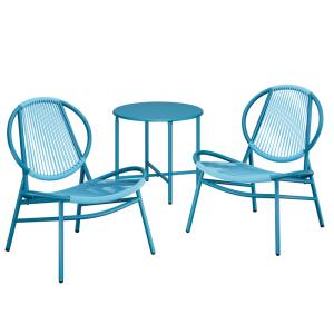 Ensemble salon de jardin table d’appoint et 2 Chaises bleu…