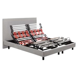 Ensemble sommier électrique et tête de lit gris clair 2 x 8…