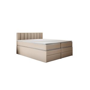 Ensemble sommier et matelas avec tiroirs en velours beige 1…