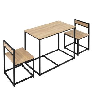 Ensemble table 2 chaises style industriel métal noir aspect…