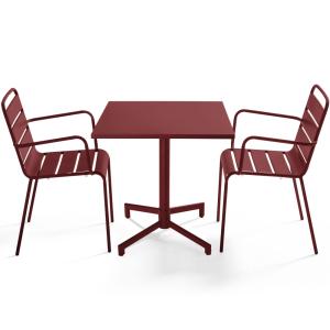 Ensemble table 70 cm et 2 fauteuils de jardin en métal pour…