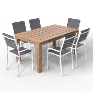 Ensemble table à manger en bois 160cm   6 chaises en alumin…