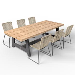 Ensemble table à manger en bois 240cm   6 chaises en acier…