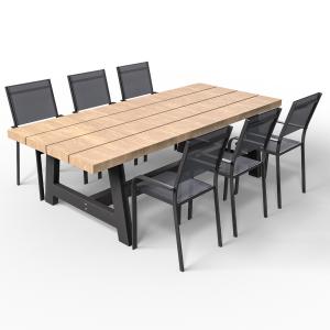 Ensemble table à manger en bois 240cm   6 chaises en alumin…