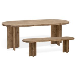 Ensemble table à manger ovale - banc en bois de sapin vieil…