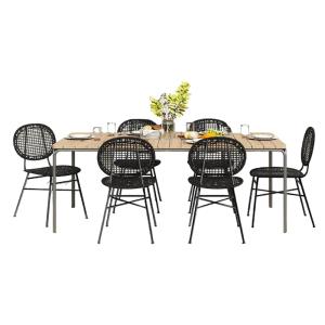 Ensemble table bois d'acacia FSC 200 cm et 6 chaises  color…