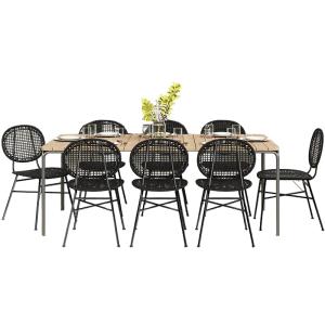 Ensemble table bois d'acacia FSC 200 cm et 8 chaises  color…
