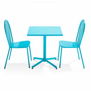 Ensemble table carrée de jardin inclinable et 2 chaises bis…