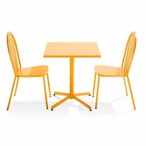 Ensemble table carrée de jardin inclinable et 2 chaises jau…
