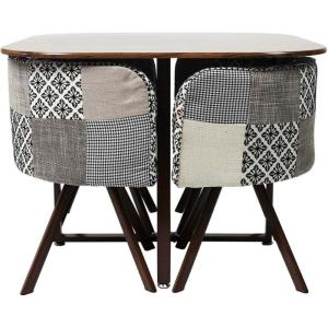 Ensemble table carrée et 4 chaises encastrables patchwork g…